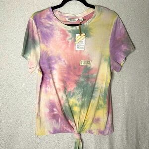 Earth Yoga Short Tye-Dye Sleeve T-Shirt, SZ MED, NWT